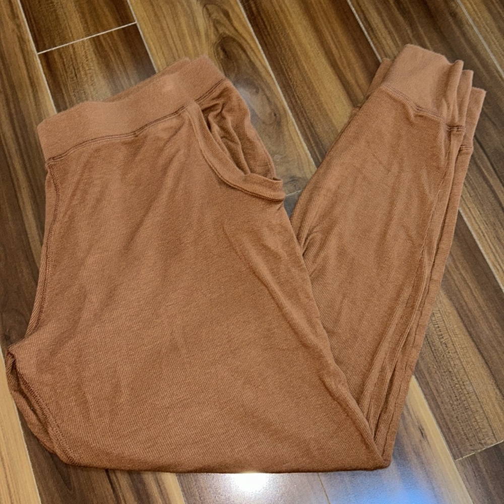 XL Plain Jane brown ribbed super soft stretchy jogger pajama lounge pants